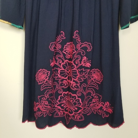 Flying Tomato Floral Embroidered Blue Mini Dress S - Picture 3 of 6